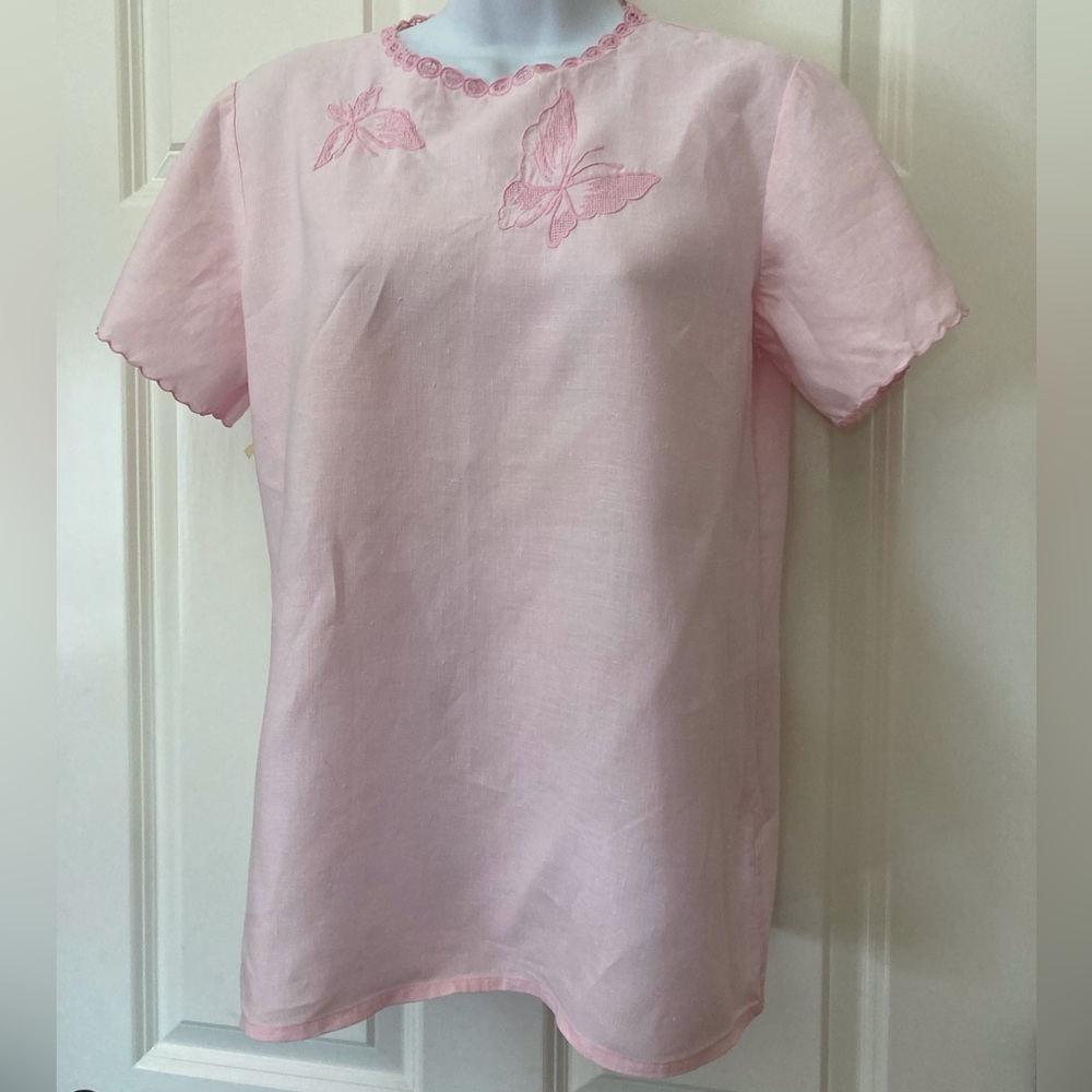 Vintage Embroidered Linen Blouse